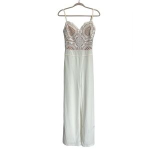 Mijah Jumpsuit Women’s White Size Medium Strap Lace Romper Pants‎